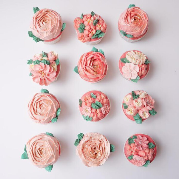 Sunset Floral Buttercream Cupcakes